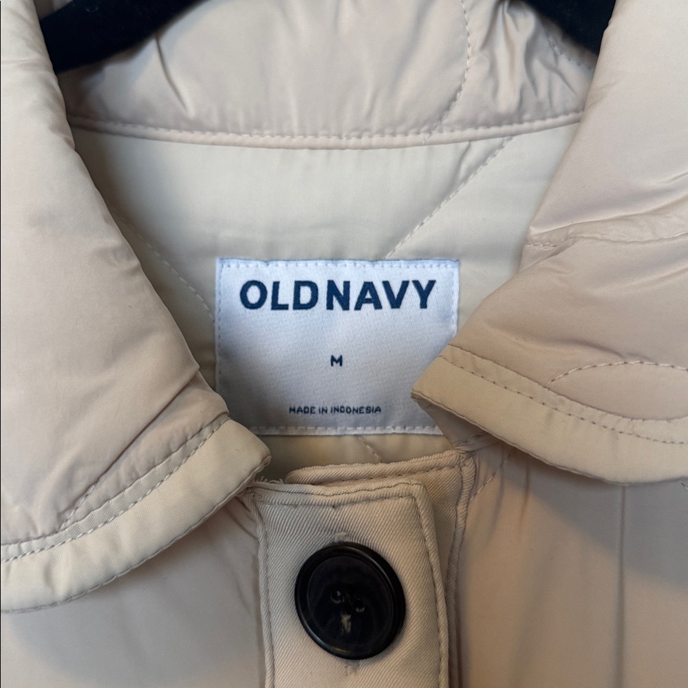 Old Navy Cream Quilted Button-Front Puffer Jacket - Picture 2 of 5